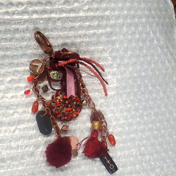 PURPLE Italy Morano/ Glass Bead & Tassel ❤ keychain PURSE CHARM Leopard Red Bug - Picture 6 of 9